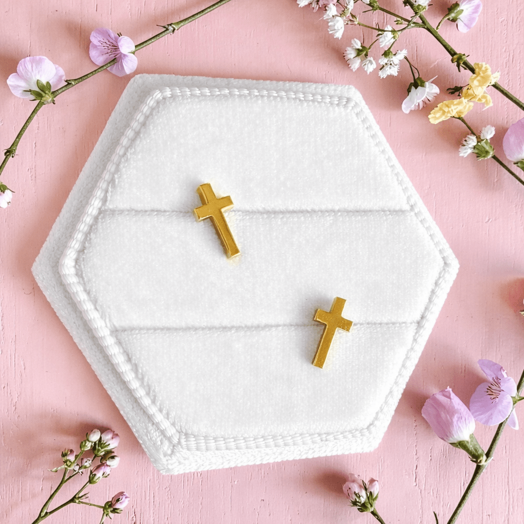 10mm Gold Cross Screwbacks - Cherry On Top Jewelry Co.