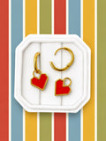 10mm Gold Huggies & Red Heart Charms - Cherry On Top Jewelry Co.