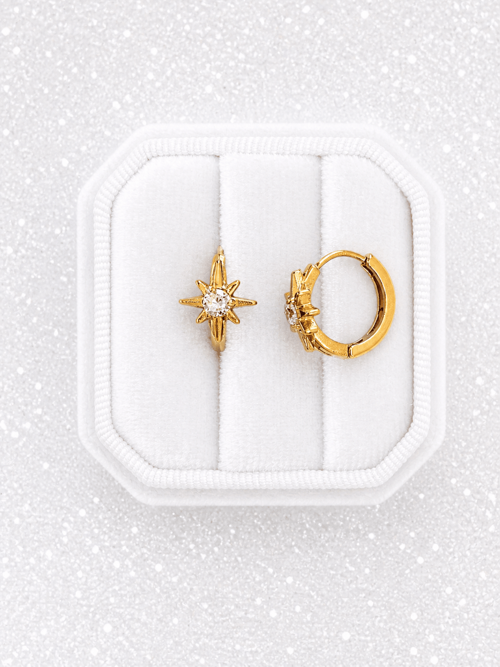 10mm Gold Starburst Huggies - Cherry On Top Jewelry Co.