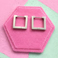 14mm Silver Square Huggies - Cherry On Top Jewelry Co.