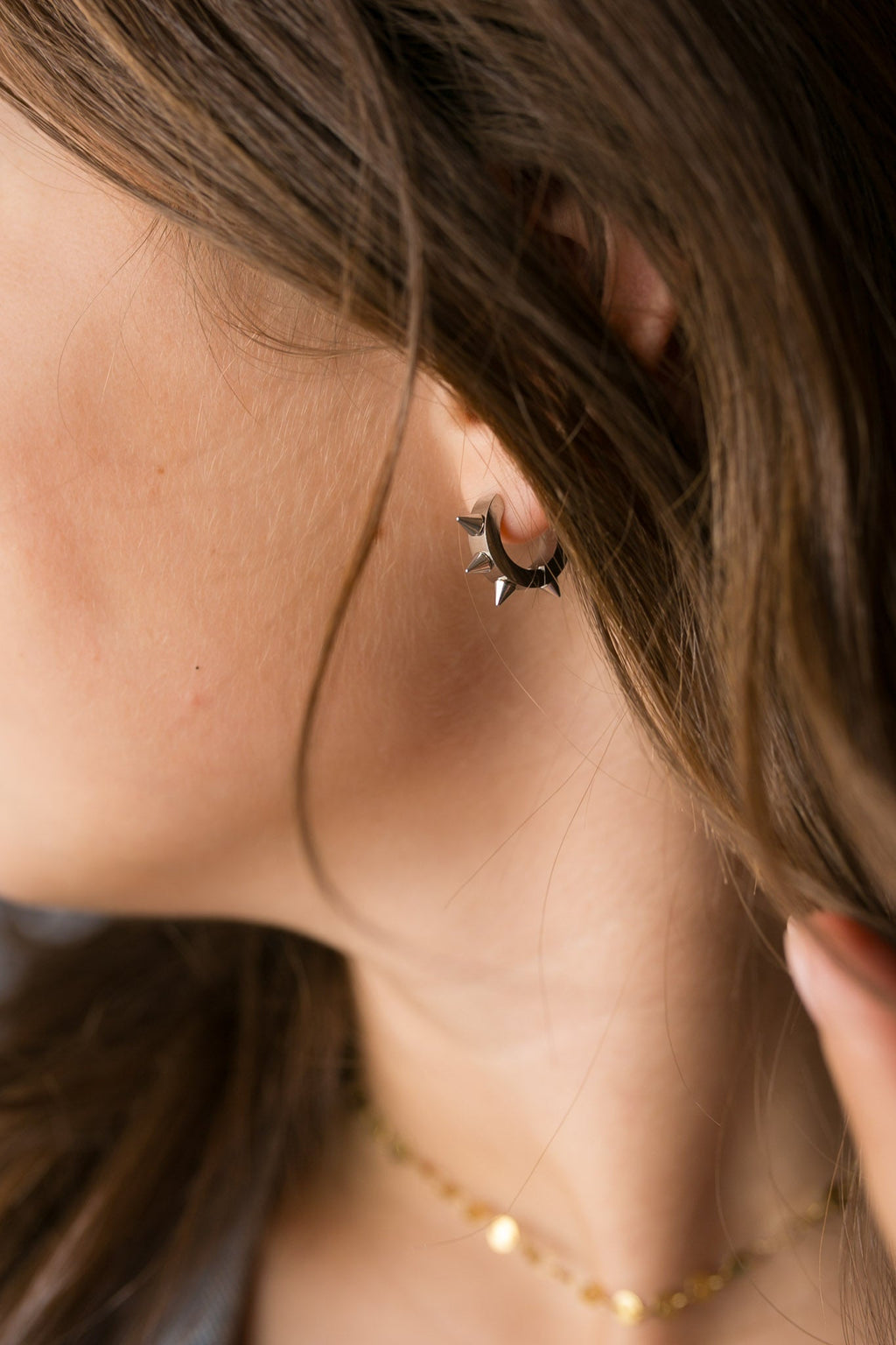 15mm Punk Spiked Silver Huggies - Cherry On Top Jewelry Co.