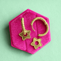 16.7mm Gold Textured Huggies & Star Charms - Cherry On Top Jewelry Co.