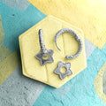 16.7mm Silver Textured Huggies and Star Charms - Cherry On Top Jewelry Co.