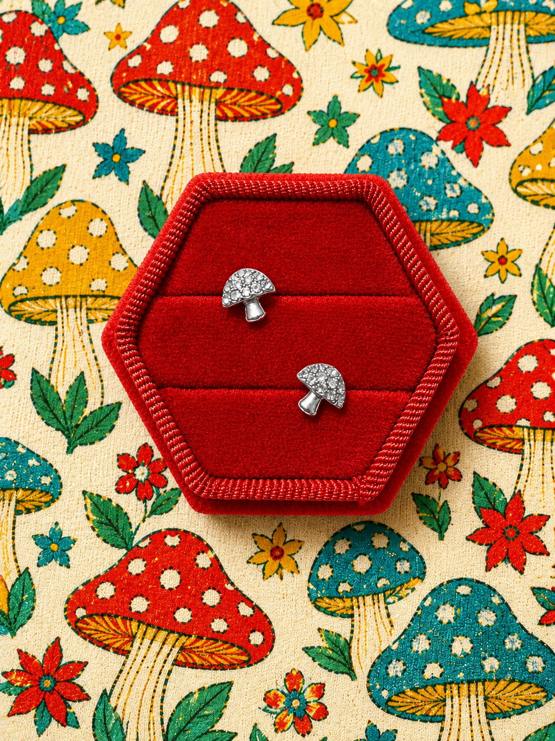 Silver Sparkling Mushroom Ballbacks