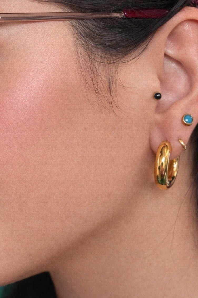 20.4mm Gold Thick Huggies - Cherry On Top Jewelry Co.