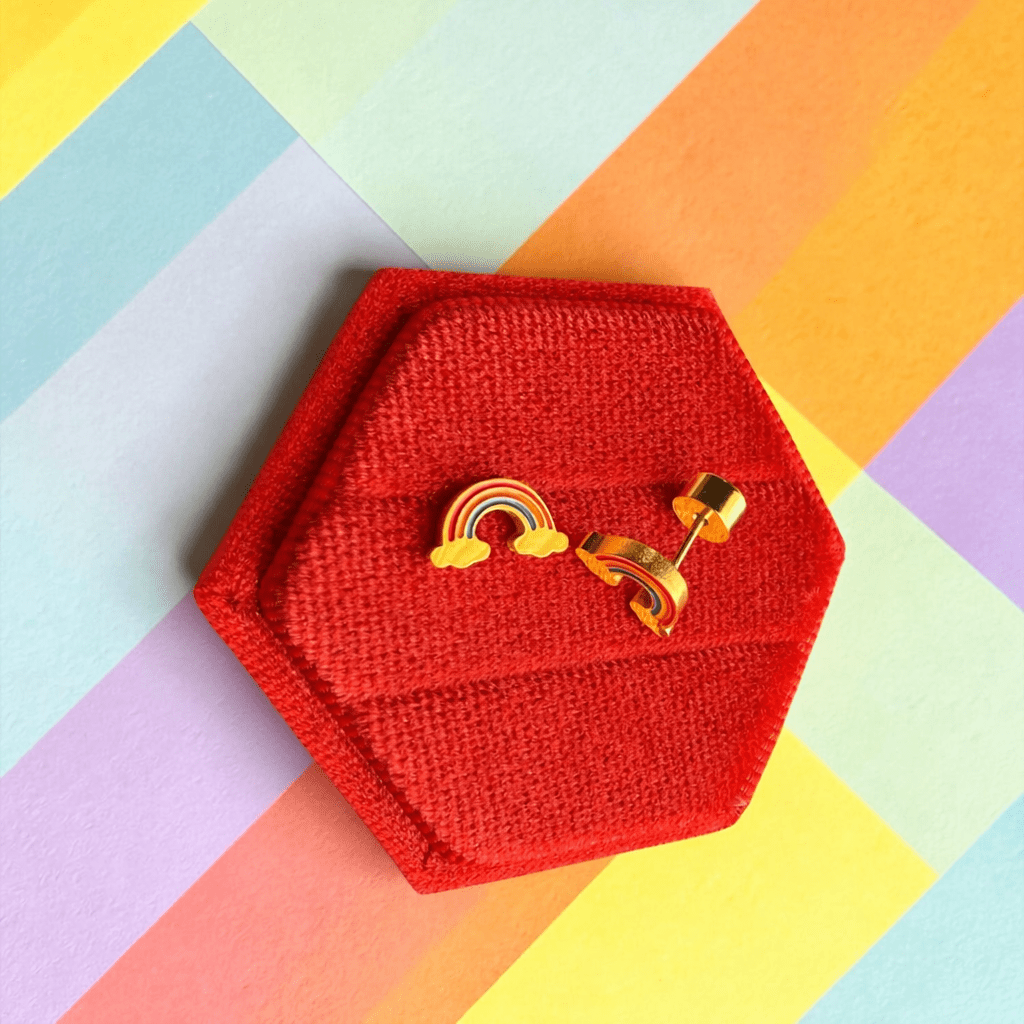 5.7mm Gold Rainbow Press - Backs - Cherry On Top Jewelry Co.