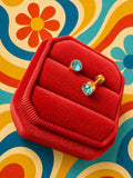 6mm Round Turquoise Zirconia Screwbacks - Cherry On Top Jewelry Co.