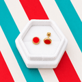 8mm Gold Circle Red Screwbacks - Cherry On Top Jewelry Co.