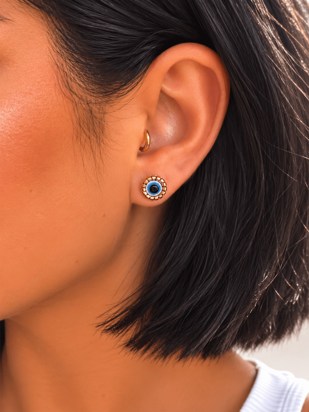 9.5mm Gold Evil Eye Screwbacks - Cherry On Top Jewelry Co.