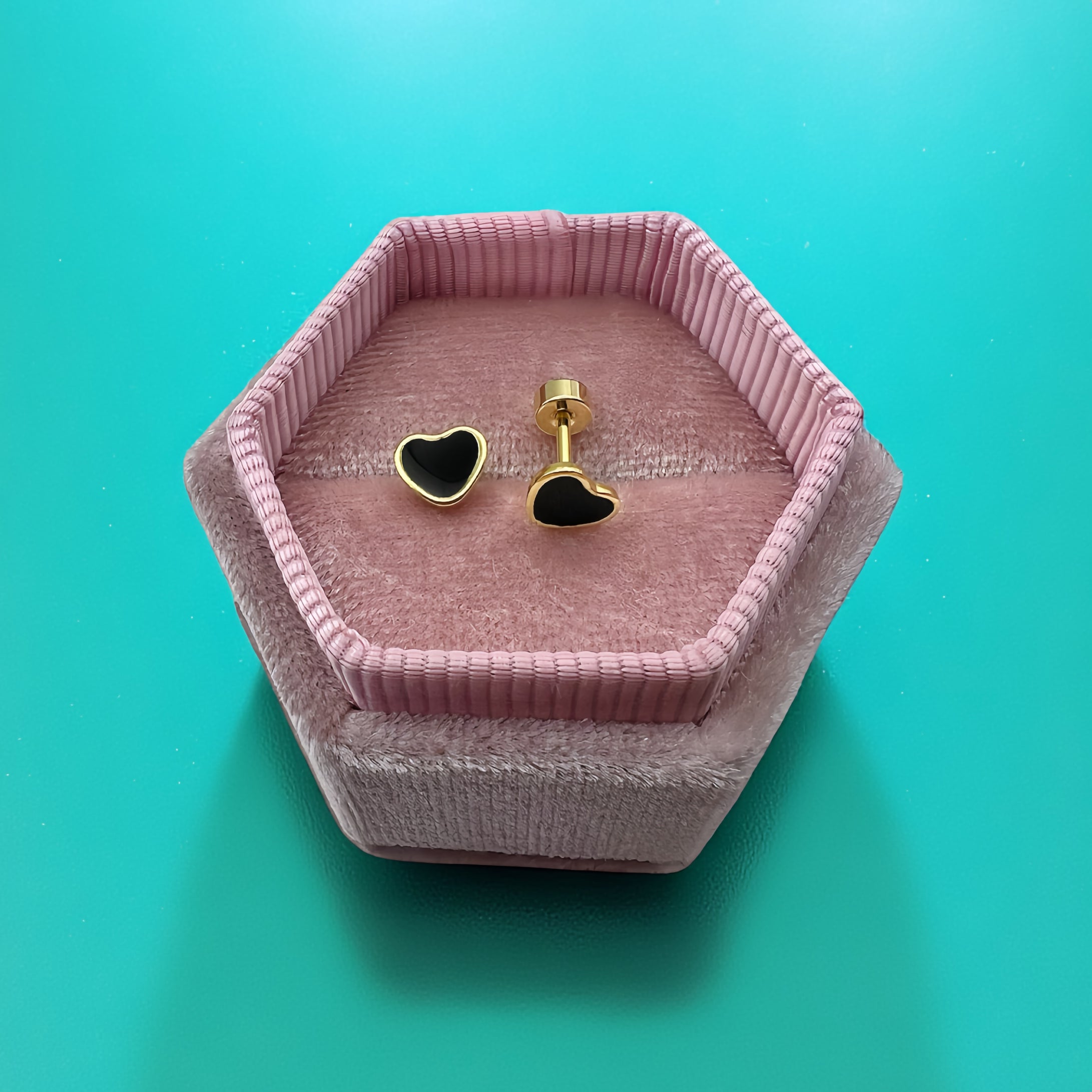 Gold & Black Heart Screwbacks