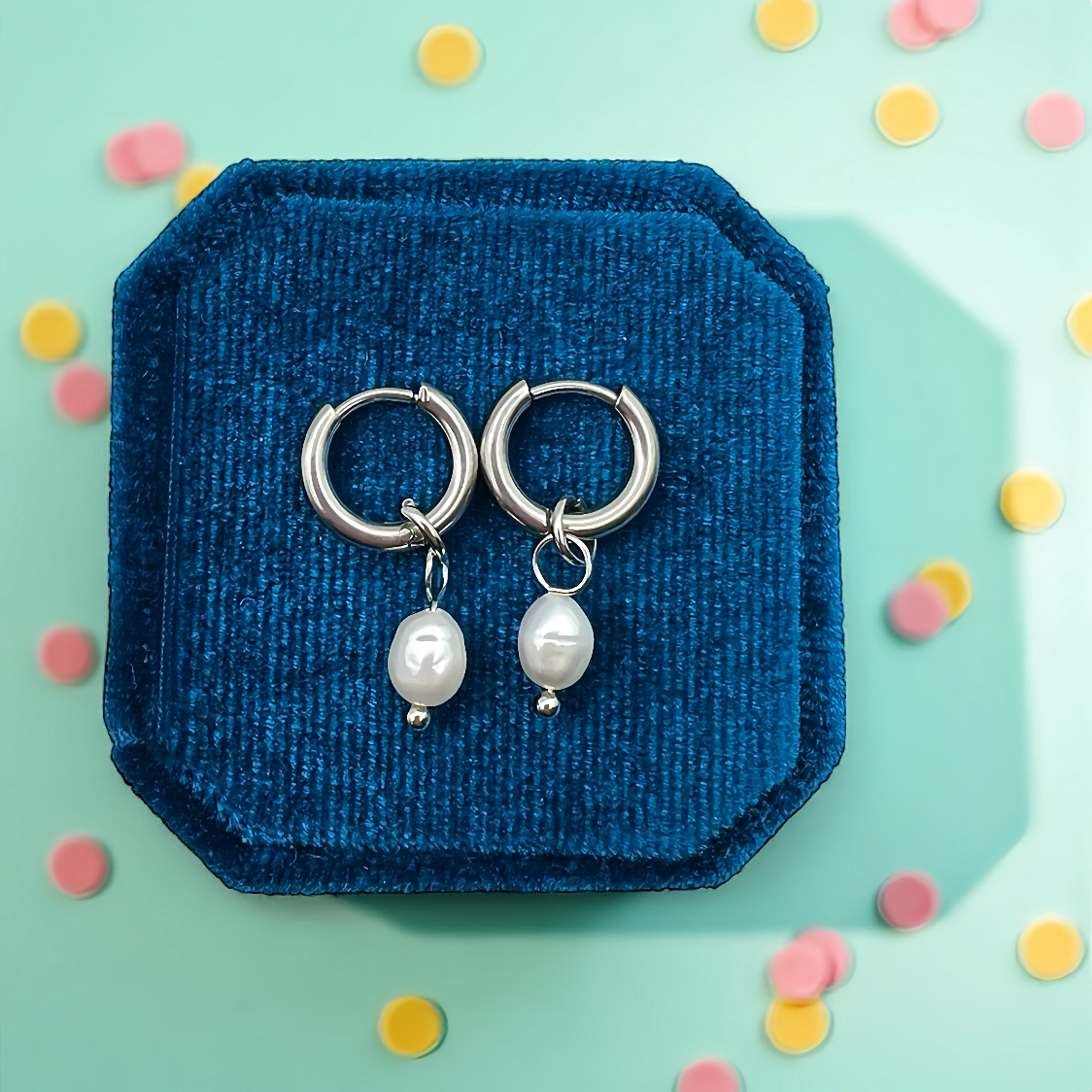 Fresh Water Pearl Charms With Silver Huggies