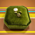 Gold & White Shell Round Screwbacks