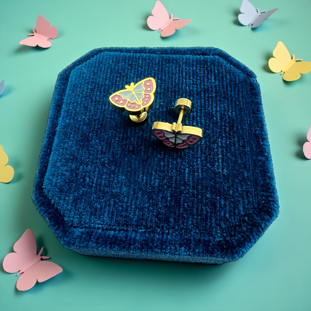 Mauve/Blue Butterfly Screwbacks