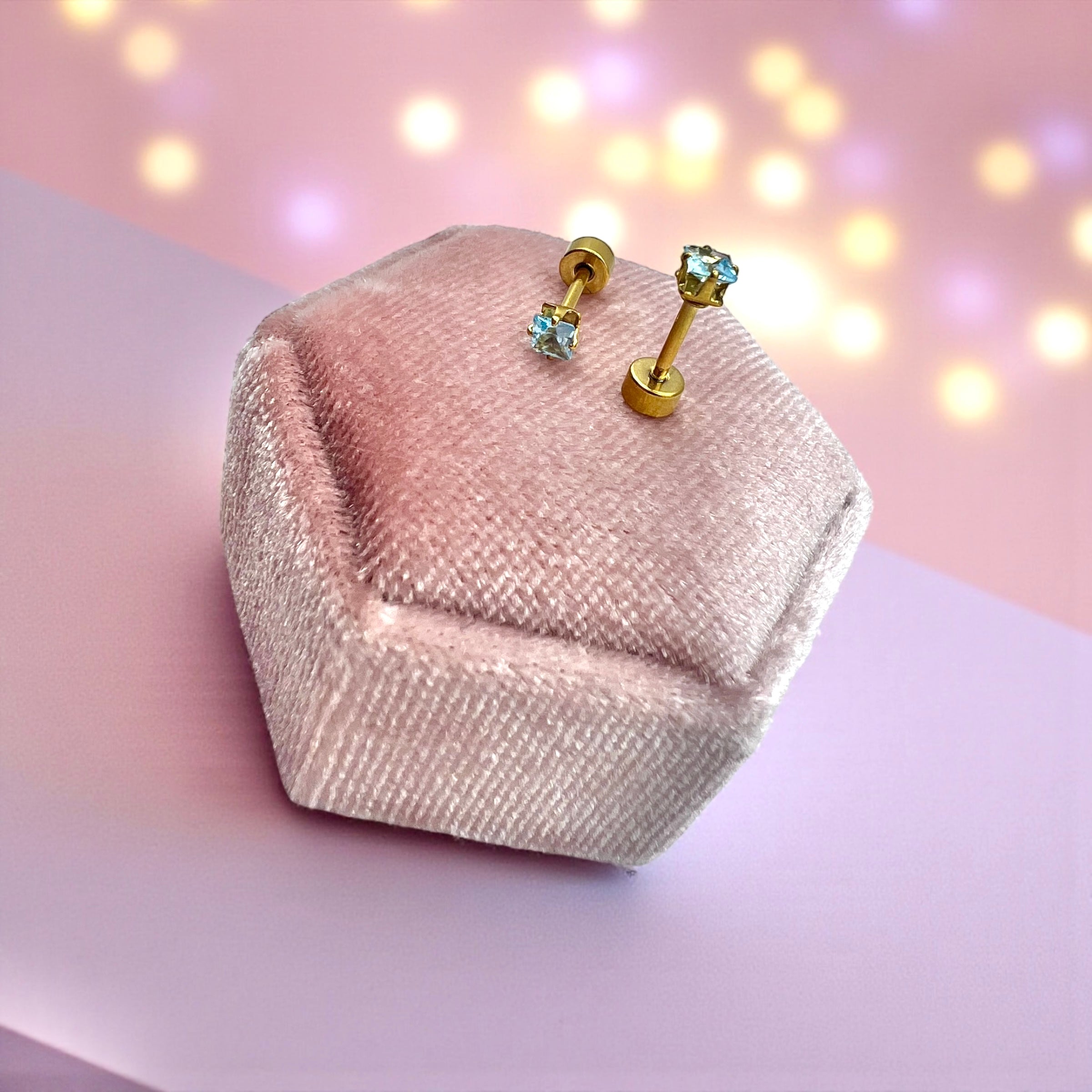 Aqua & Gold Screwbacks - Cherry On Top Jewelry Co.