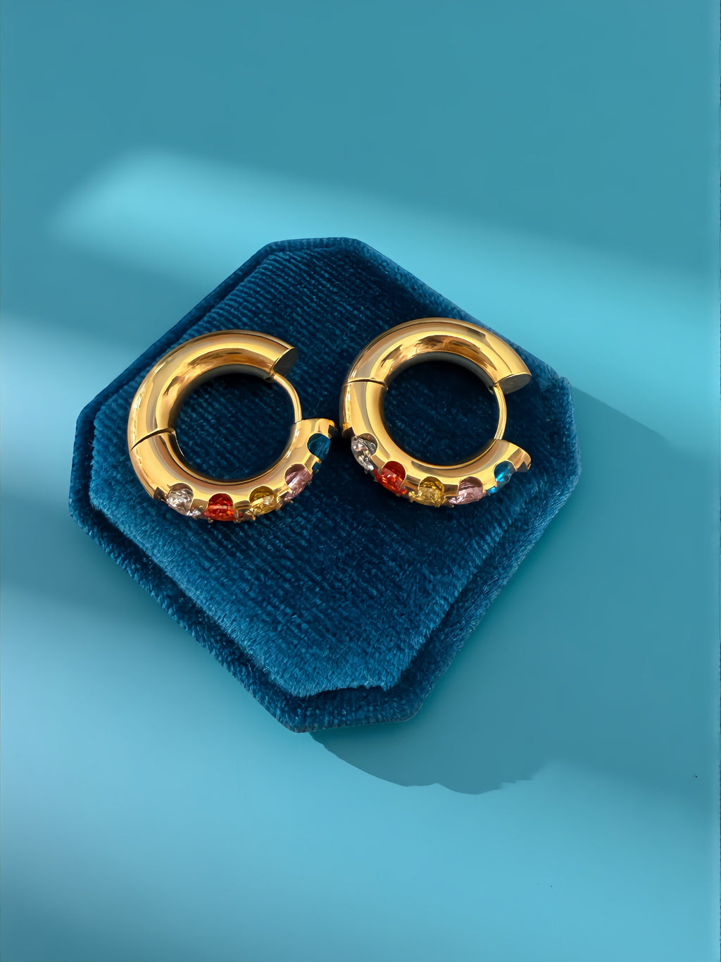 Chunky Multi - Colored Diamond Huggies - Cherry On Top Jewelry Co.