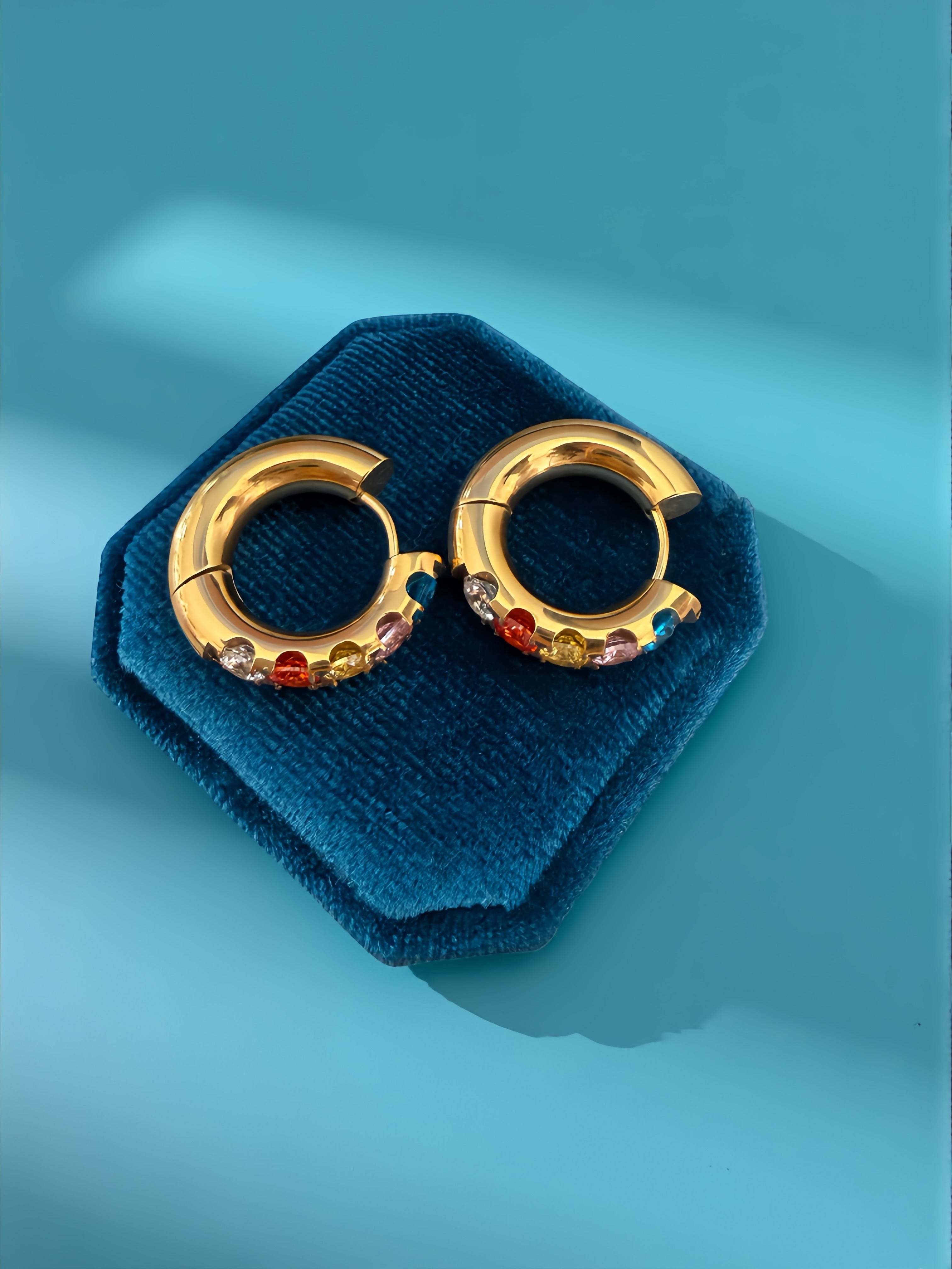 Chunky Multi - Colored Diamond Huggies - Cherry On Top Jewelry Co.