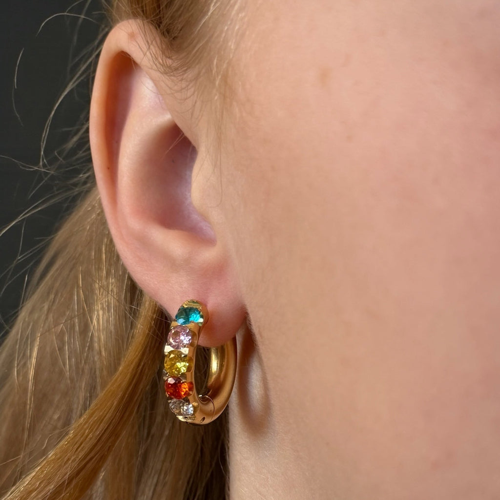 Chunky Multi - Colored Diamond Huggies - Cherry On Top Jewelry Co.