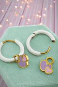 Double Heart Charms & White Huggies - Cherry On Top Jewelry Co.