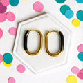 Gold and Black U Shaped Enamel Huggies - Cherry On Top Jewelry Co.