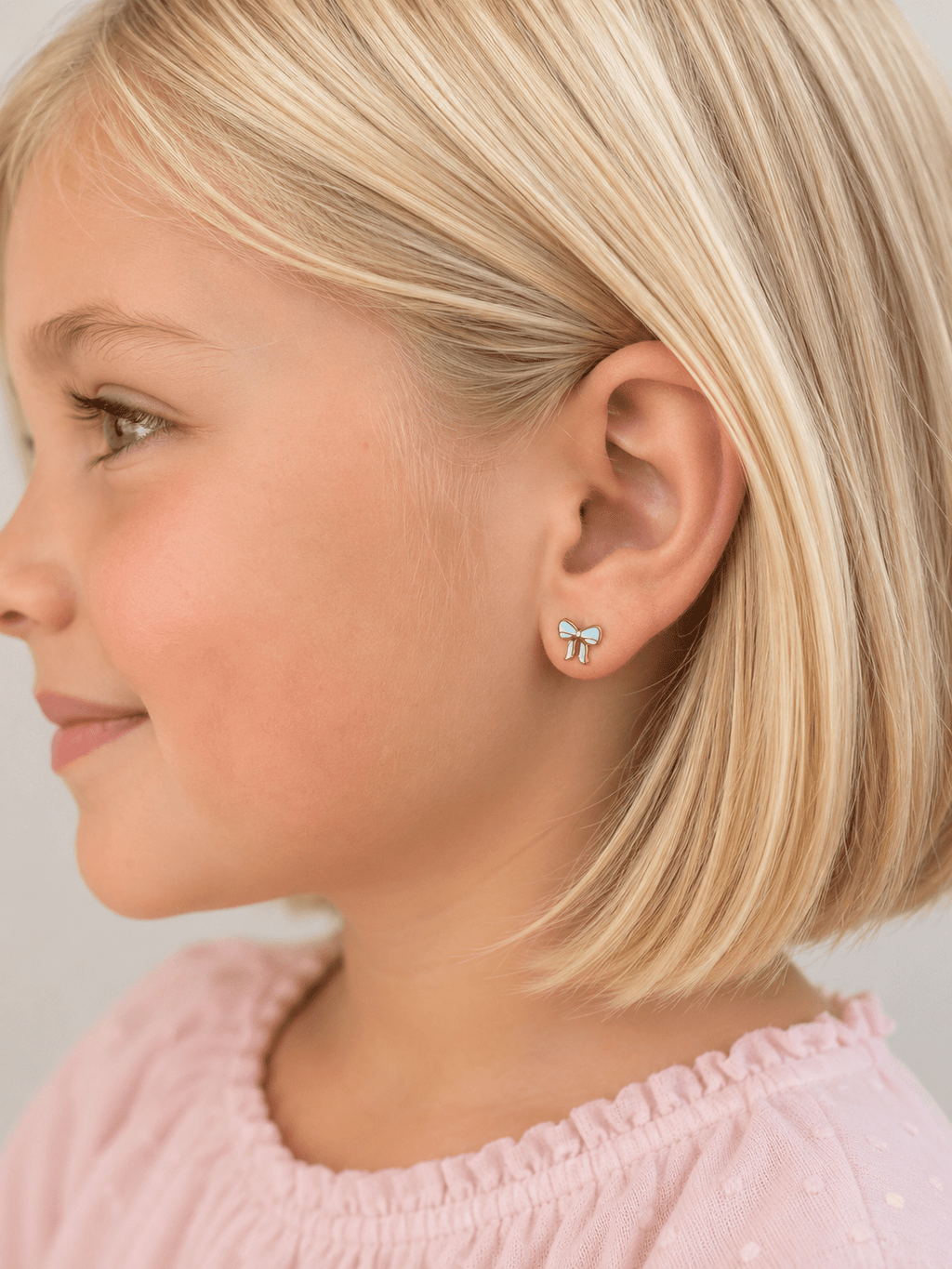 Gold and Blue Bow Screwbacks - Cherry On Top Jewelry Co.