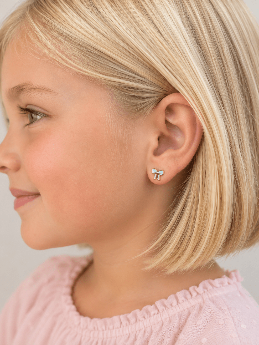 Gold and Blue Bow Screwbacks - Cherry On Top Jewelry Co.