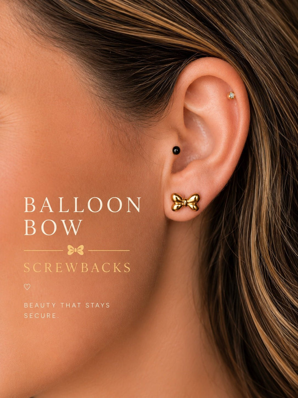 Gold Balloon Bow Screwbacks - Cherry On Top Jewelry Co.
