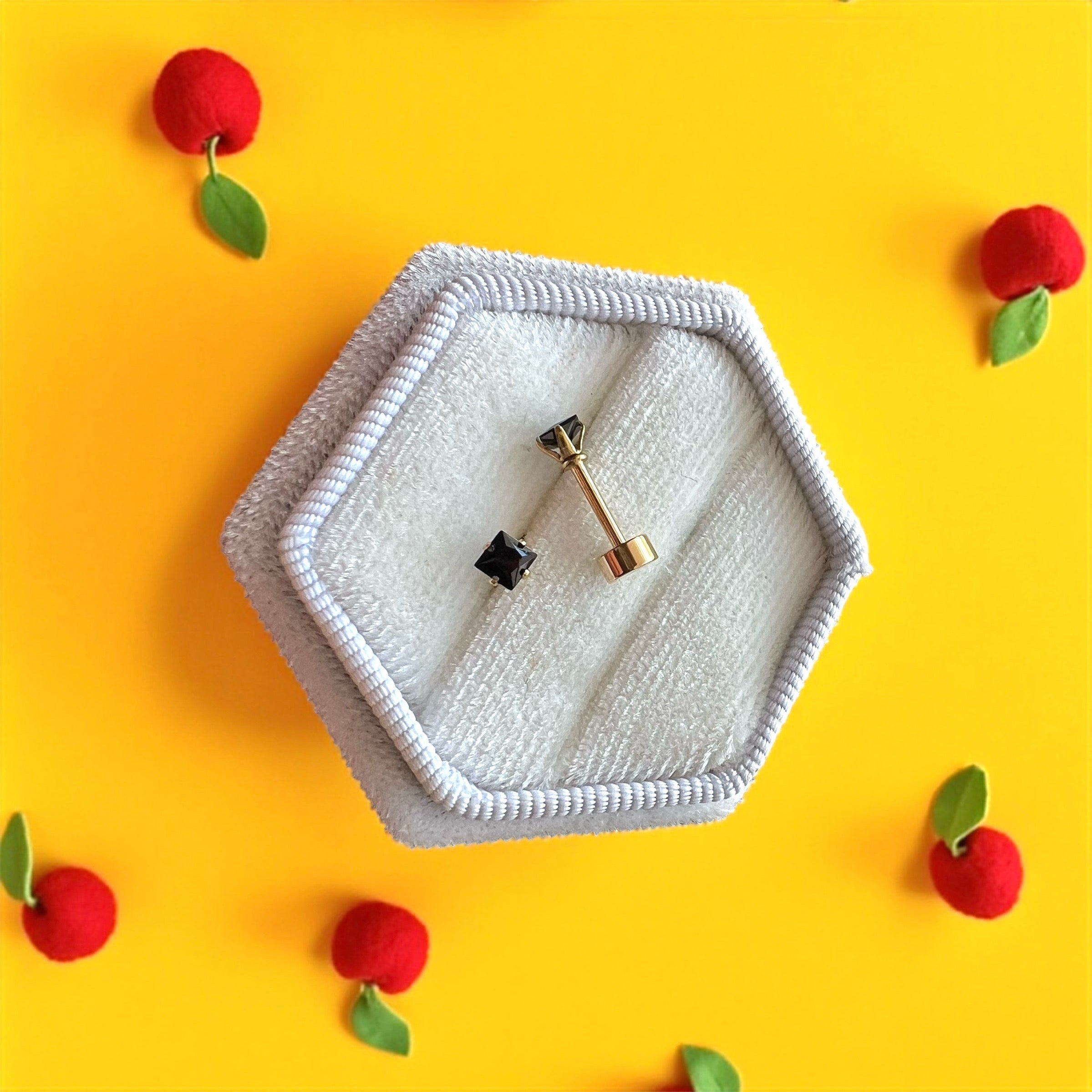 Gold & Black Cubic Diamond Screwbacks - Cherry On Top Jewelry Co.