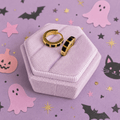 Gold & Black Striped Huggies - Cherry On Top Jewelry Co.