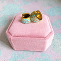 Gold & Blue Leopard Huggies - Cherry On Top Jewelry Co.