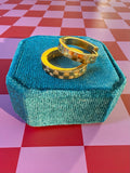 Gold Checkered Zirconia Huggies - Cherry On Top Jewelry Co.