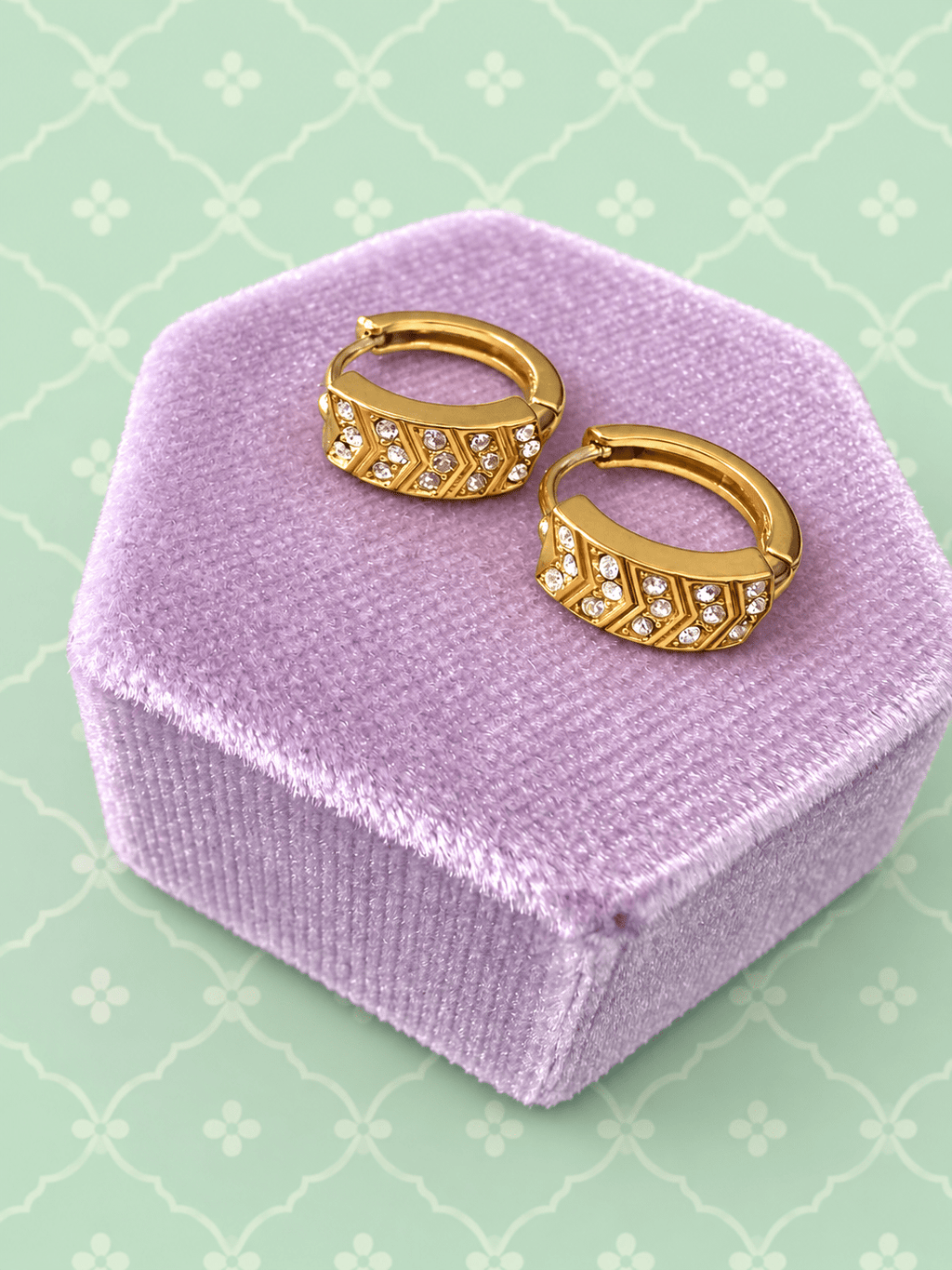Gold Chevron Zirconia Diamond Screwbacks - Cherry On Top Jewelry Co.