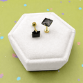 Gold Cubic Black Zirconia Screwbacks - Cherry On Top Jewelry Co.