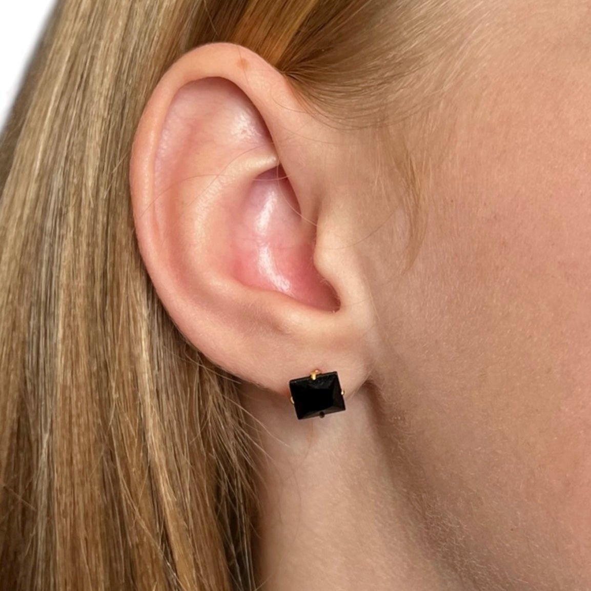 Gold Cubic Black Zirconia Screwbacks - Cherry On Top Jewelry Co.