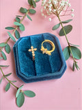 Gold Diamond Cross Huggies - Cherry On Top Jewelry Co.