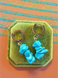 Gold Huggie with Turquoise Stones - Cherry On Top Jewelry Co.