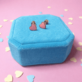 Gold & Peachy Pink Heart Screwbacks - Cherry On Top Jewelry Co.