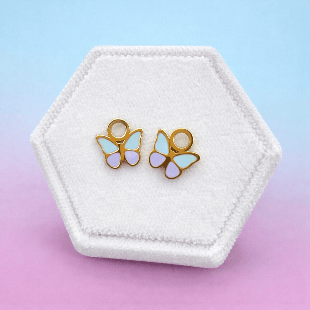 Gold Purple & Blue Butterfly Interchangeable Charms - Cherry On Top Jewelry Co.