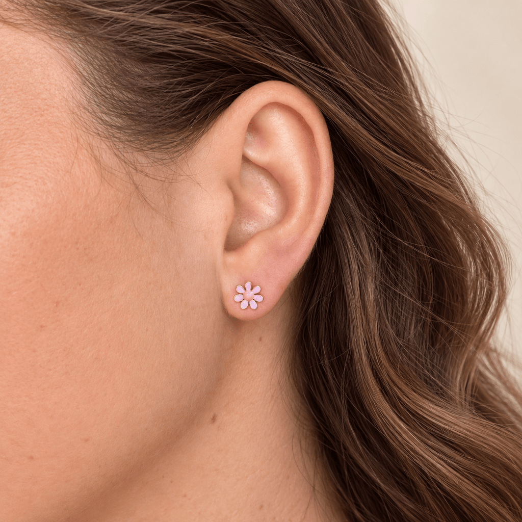 Gold & Purple Flower Screwbacks - Cherry On Top Jewelry Co.