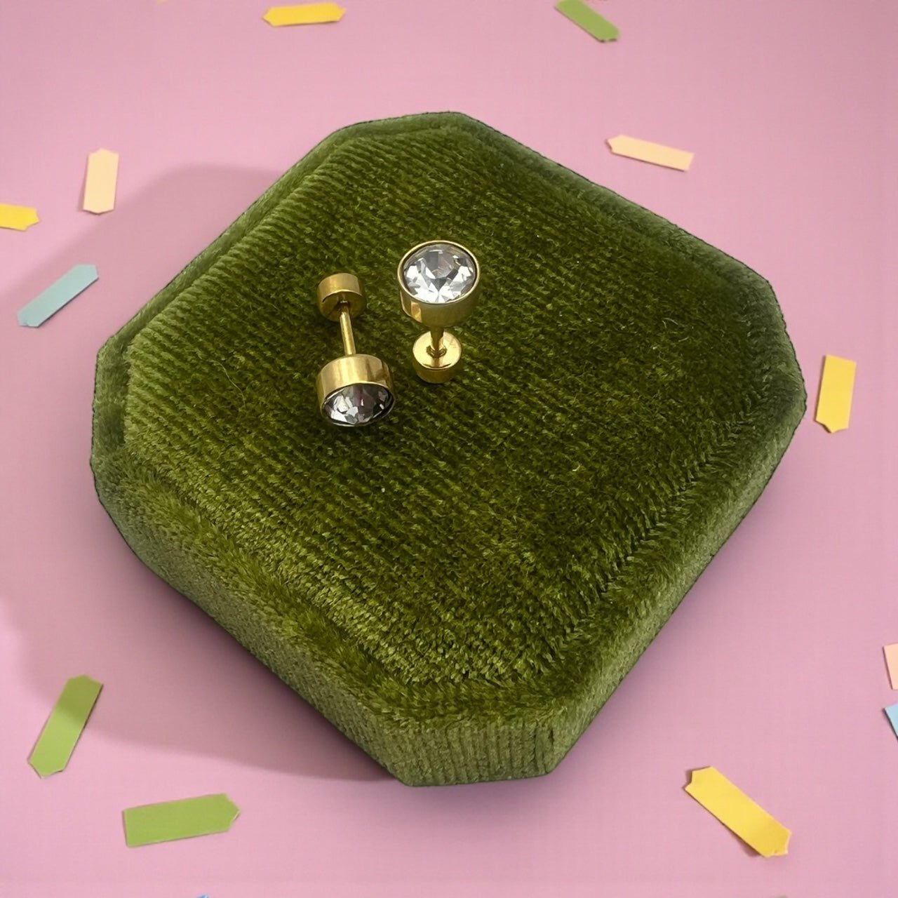 Gold Round Diamond Screwbacks - Cherry On Top Jewelry Co.