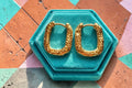 Gold Textured Rectangular Huggie - Cherry On Top Jewelry Co.