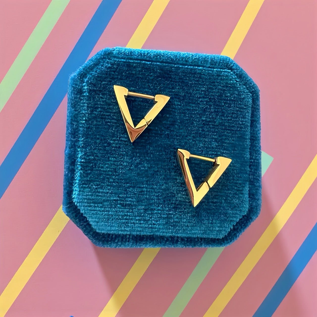 Gold Triangle Huggies - Cherry On Top Jewelry Co.