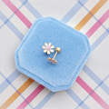 Gold White and pink Flower Screwbacks - Cherry On Top Jewelry Co.