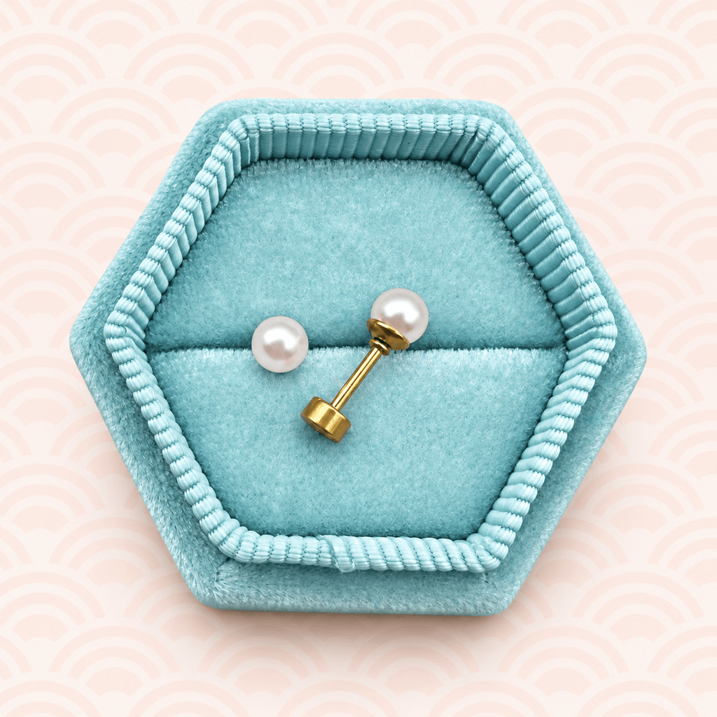 Gold White Pearl Screwbacks - Cherry On Top Jewelry Co.