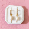 Gold Zirconia Diamond Huggies with Pearl Interchangeable Charms - Cherry On Top Jewelry Co.