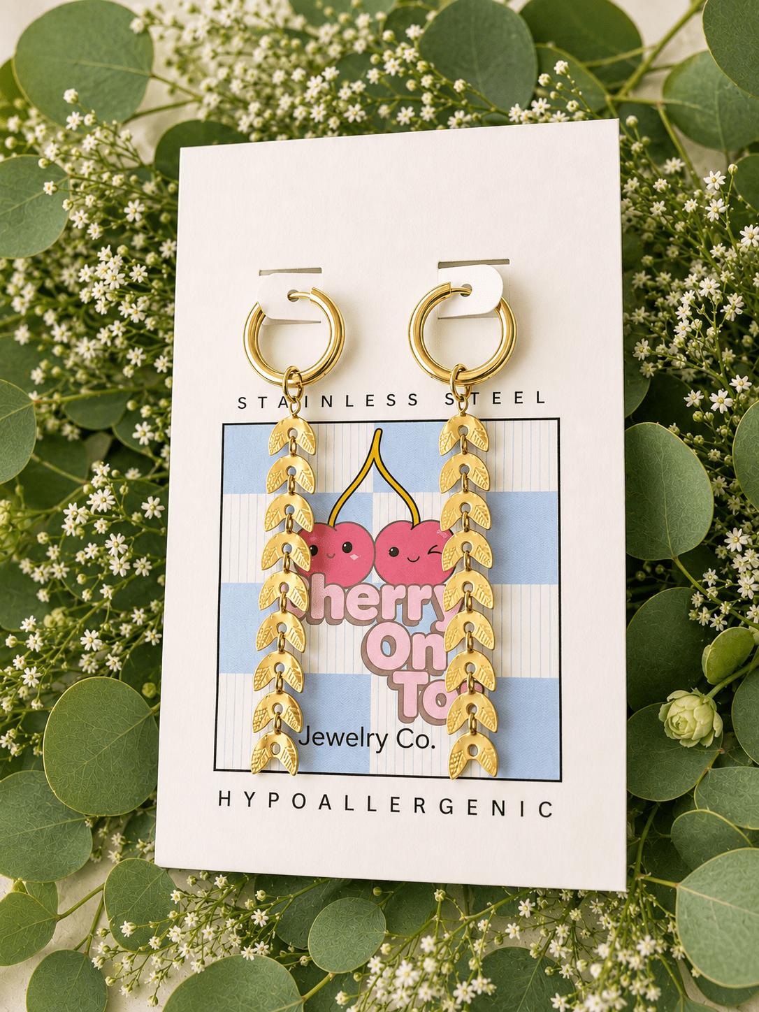 Golden Huggies & Willow Drop Interchangeable Charms - Cherry On Top Jewelry Co.