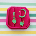 Green Huggies & Clover Charms - Cherry On Top Jewelry Co.