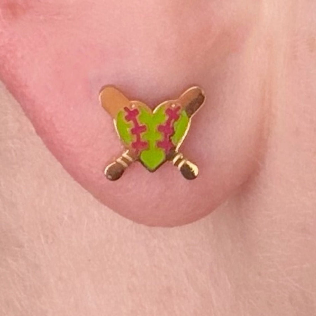 Heart of the Game 🥎 Premium Crafted Softball Stud Earrings - Cherry On Top Jewelry Co.