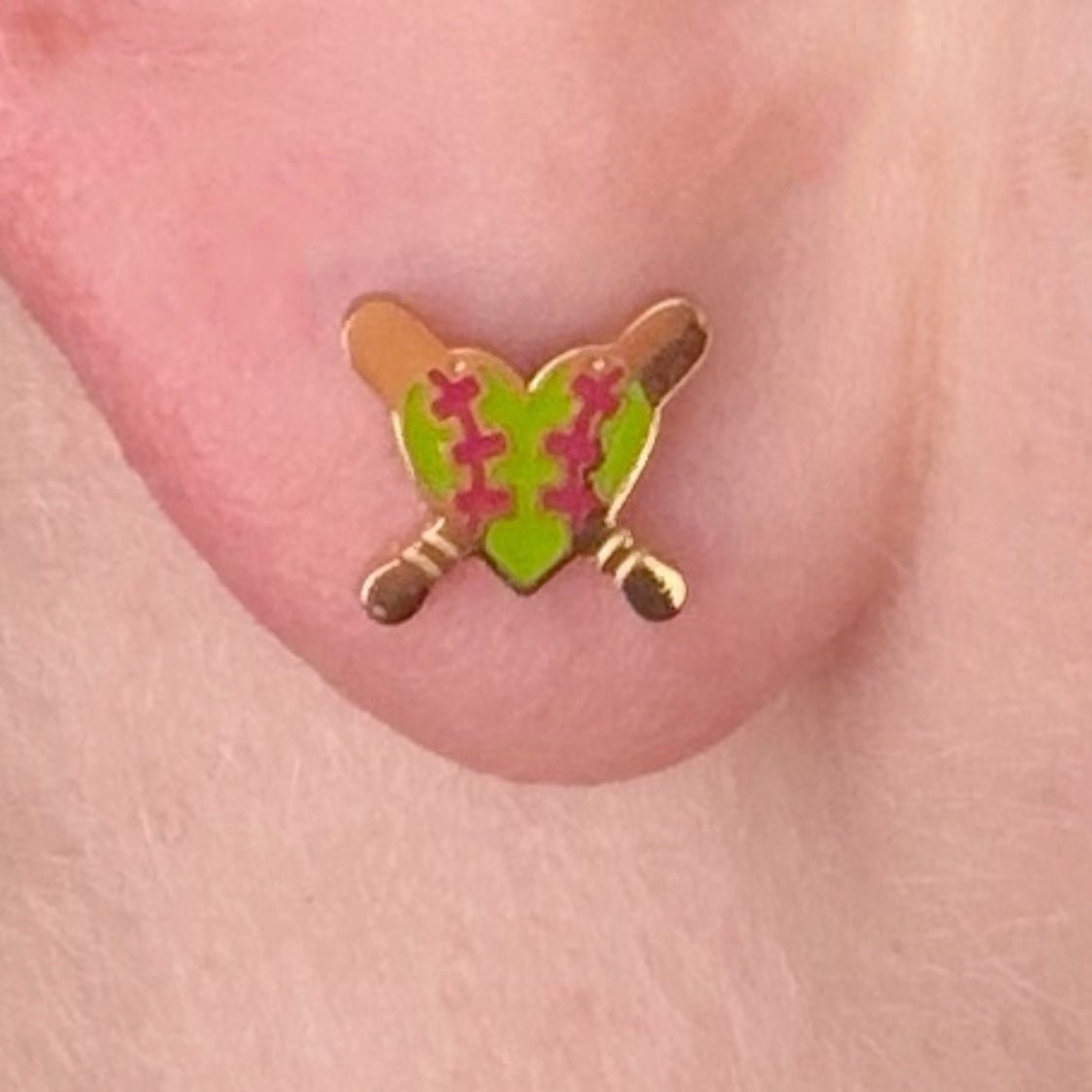 Heart of the Game 🥎 Premium Crafted Softball Stud Earrings - Cherry On Top Jewelry Co.