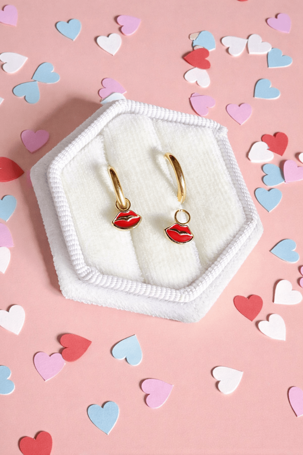 Kissy Lip Charms & Gold Huggies - Cherry On Top Jewelry Co.