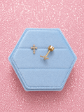 Mini Gold Zirconia Cross Screwbacks - Cherry On Top Jewelry Co.